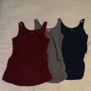 Set of 3 Maternity Tanks - Burgandy, Gray, and Blue